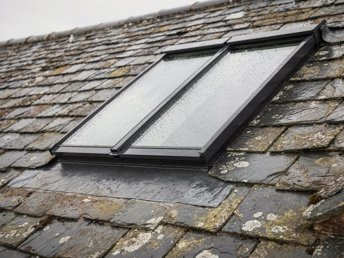 Close detail of a conservation rooflight frame and bar