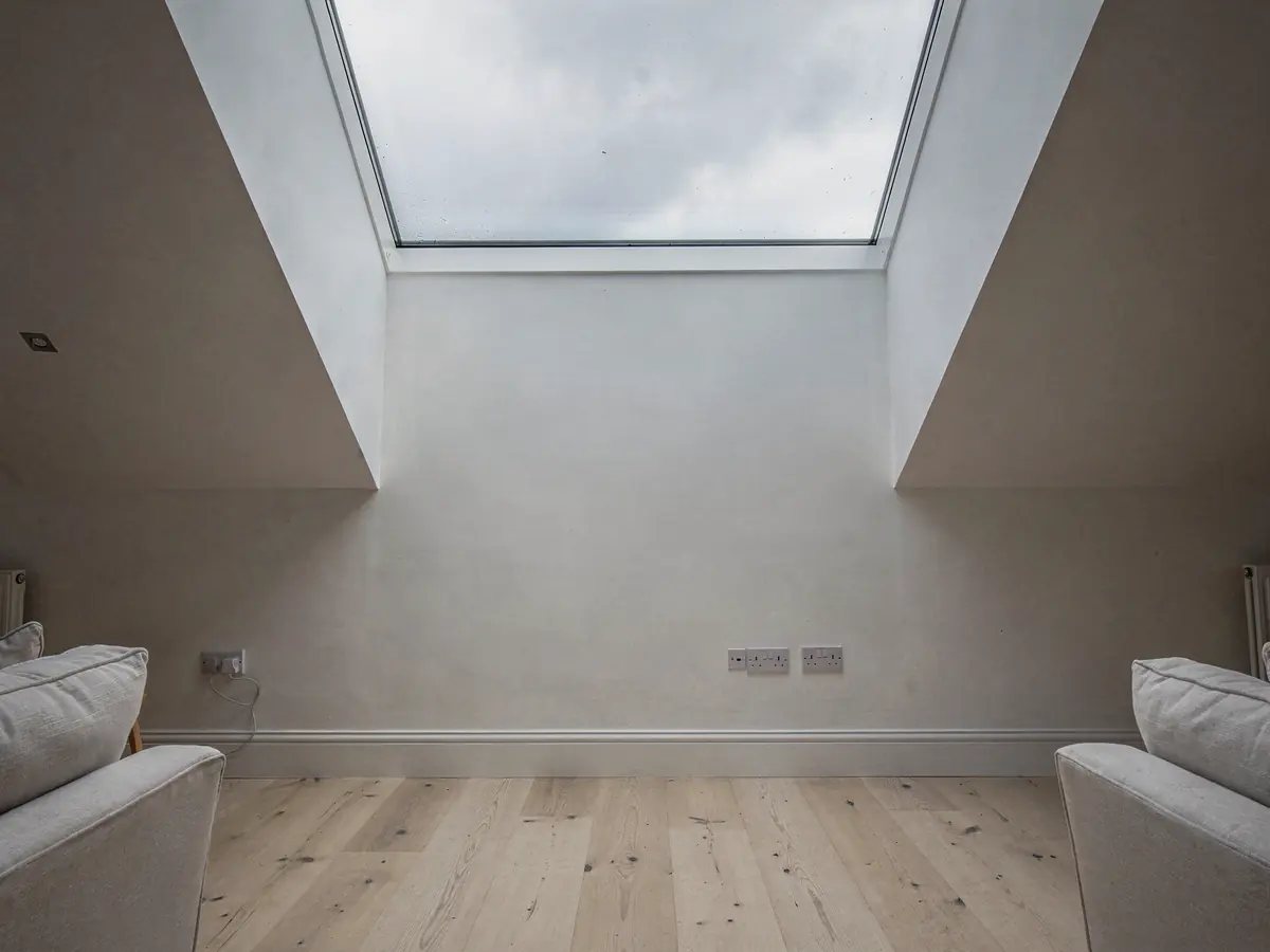 Looking up through a flat rooflight light well